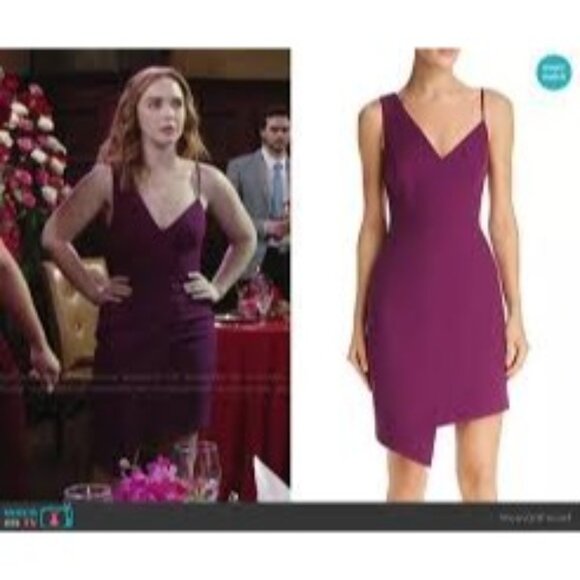 Bcbgmaxazria Plum Asymmetric Wrap Dress Size 4 NWT $240 RN10224 Micaila - Picture 3 of 9